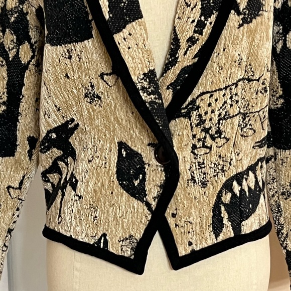 Vintage Limelight Bolero Woven Black & Cream Jacket X-Small - Picture 5 of 11